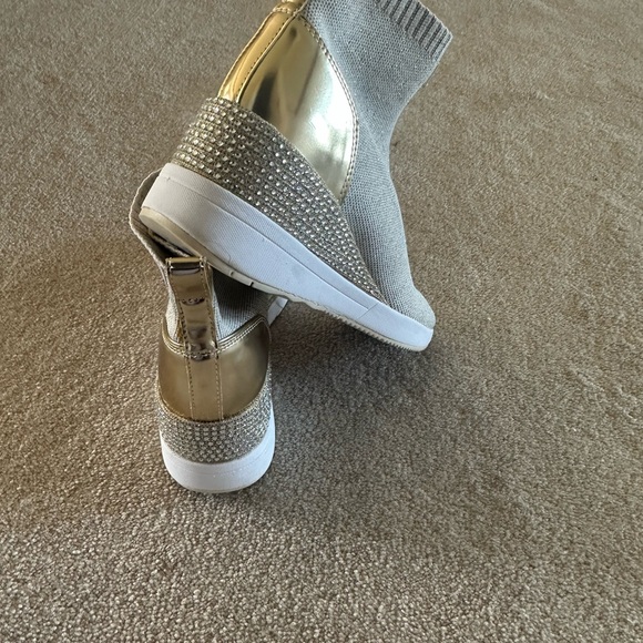 Black FRIYAY! Michael Kors Gold and Cream Slip-On Sneakers - Picture 7 of 7